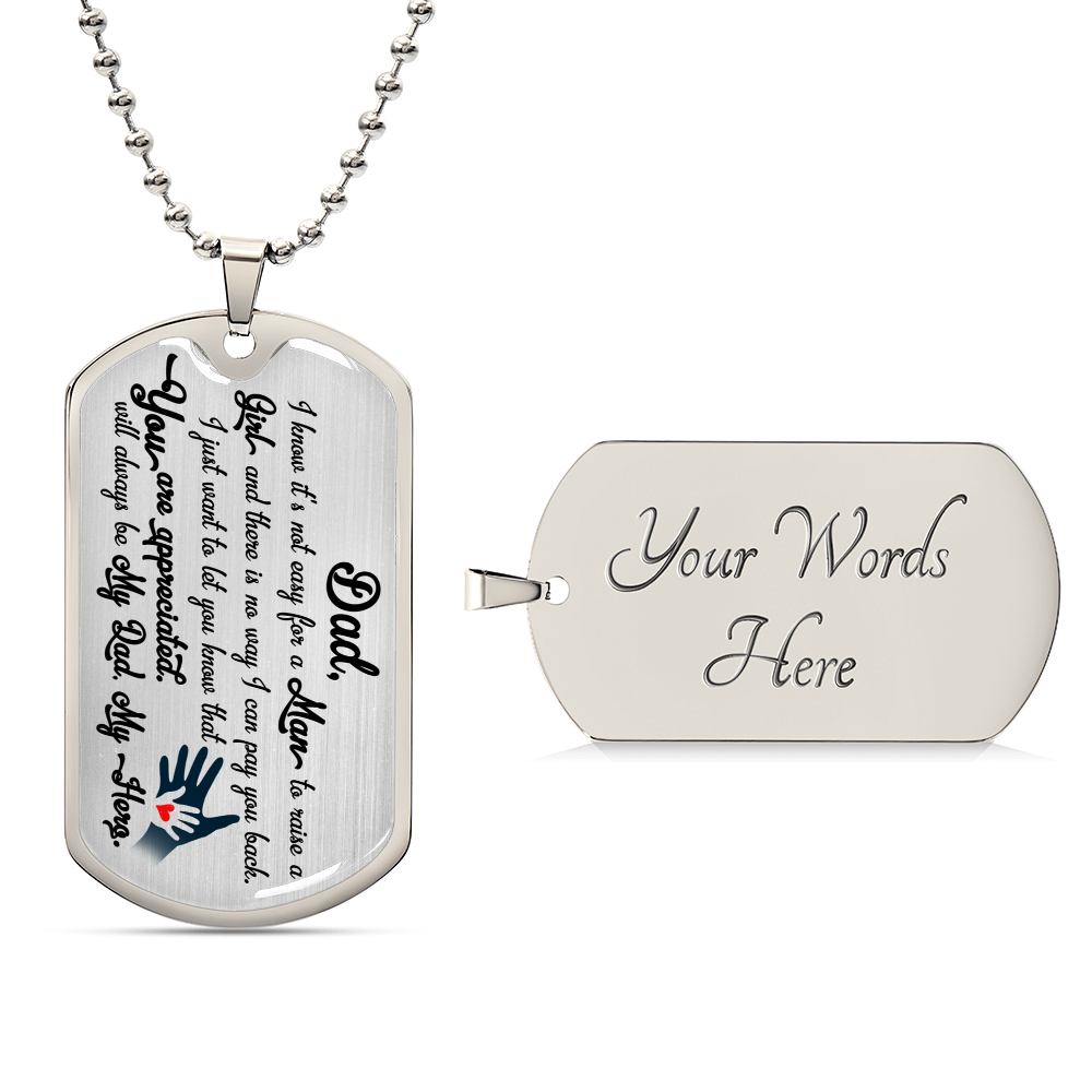 Dad Gift - Necklace For Dad - Fathers Day Gift - Gift From Daughter - Father Necklace - Dad Necklace - Gift For Daddy - Army Tag Necklace, Dog Tag Necklace