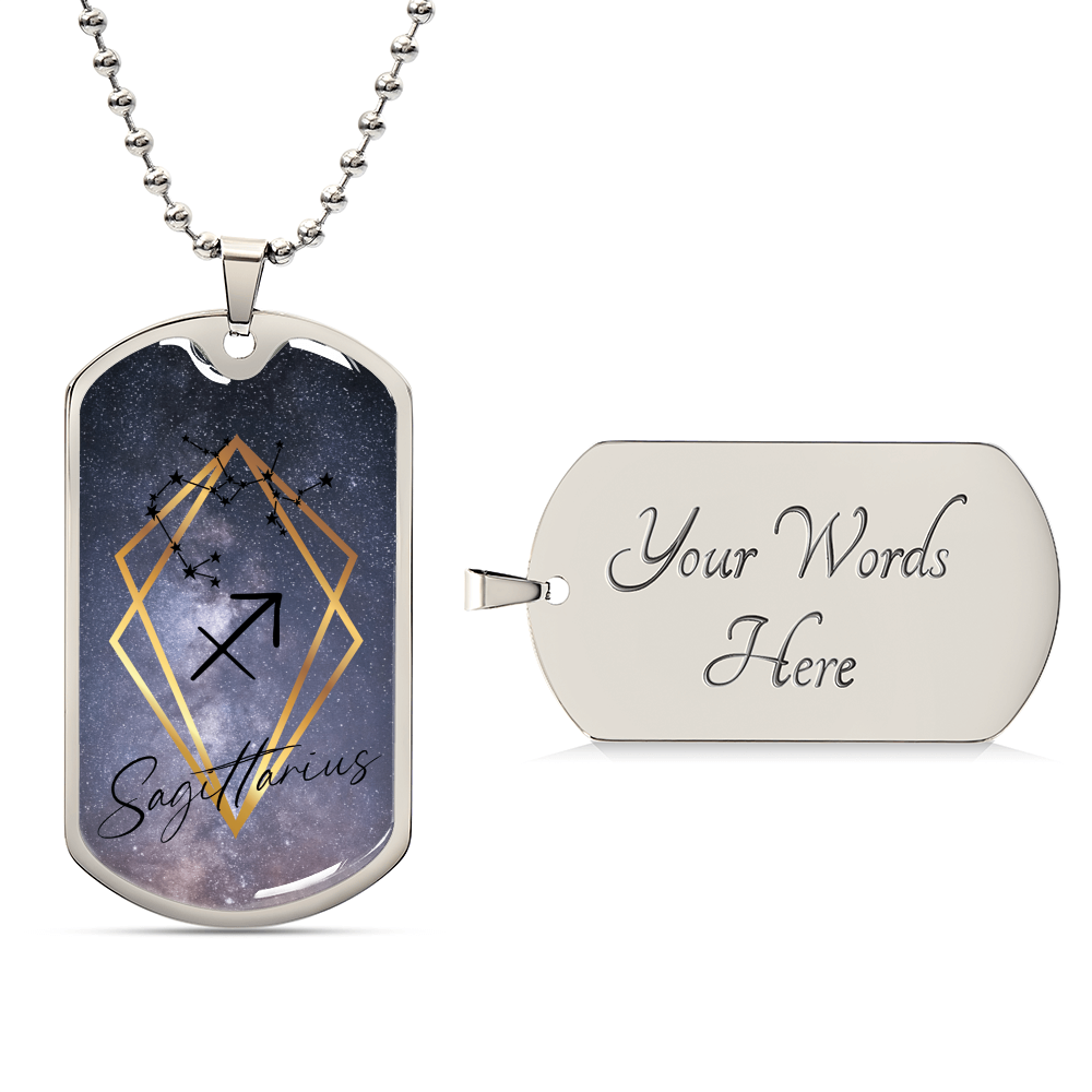 Sagittarius Galaxy Personalized Dog Tag Necklace - Army Tag Necklace, Dog Tag Necklace