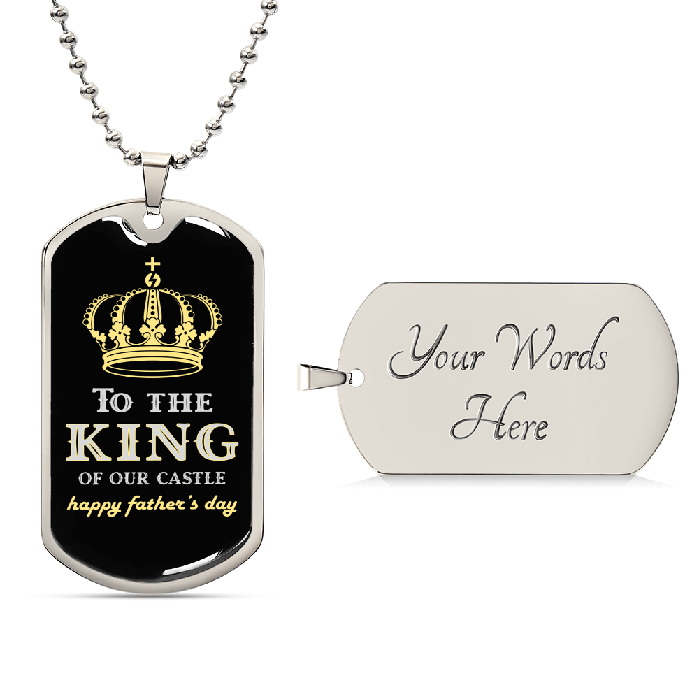 Gift For Dad - Father's Day Necklace - Father Is King - Necklace For Fathers Day - Father, Daughter, Son Gift - Dad Gift For Him - Army Tag Necklace, Dog Tag Necklace
