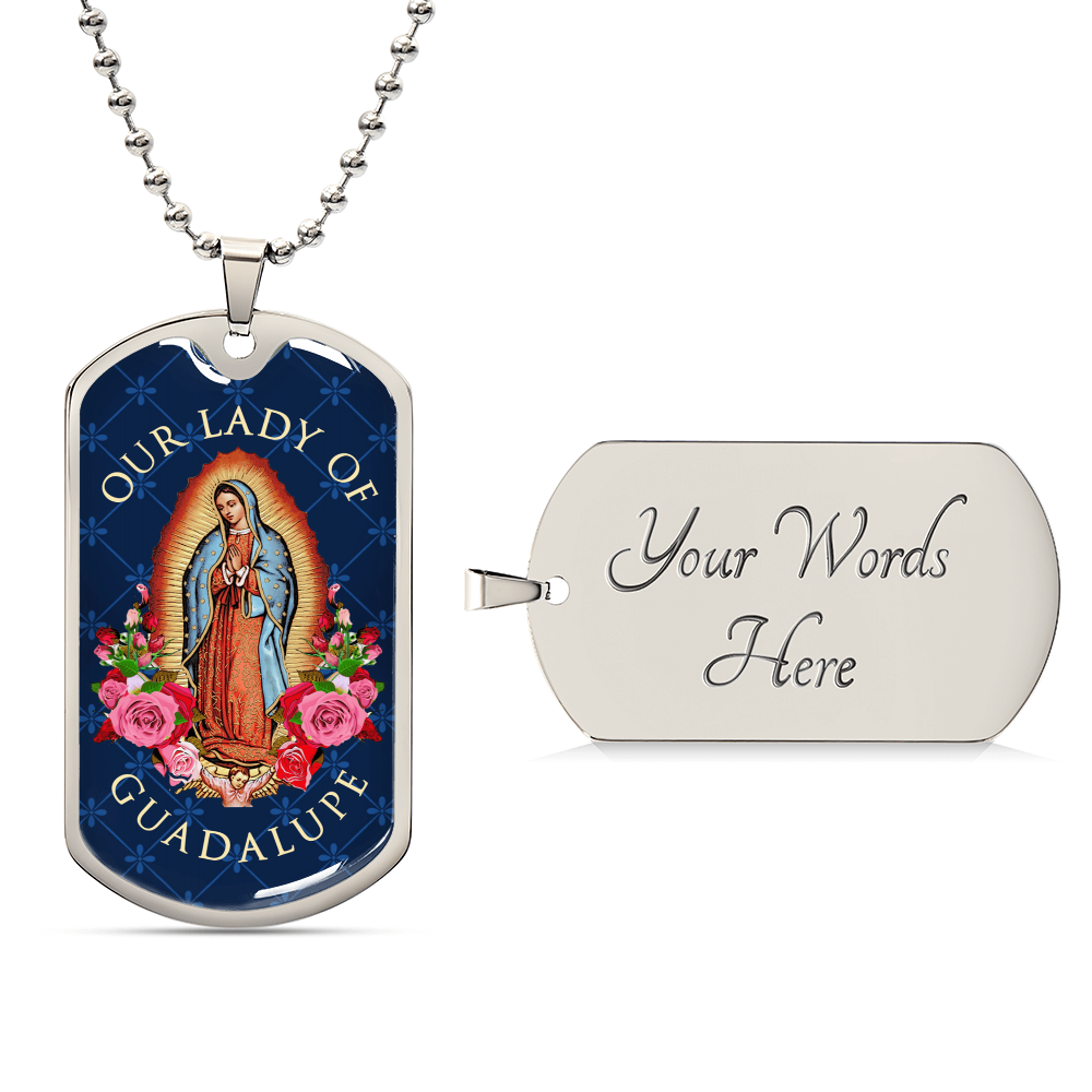 Our Lady Of Guadalupe Luxury Dog Tag Necklace - Army Tag Necklace, Dog Tag Necklace