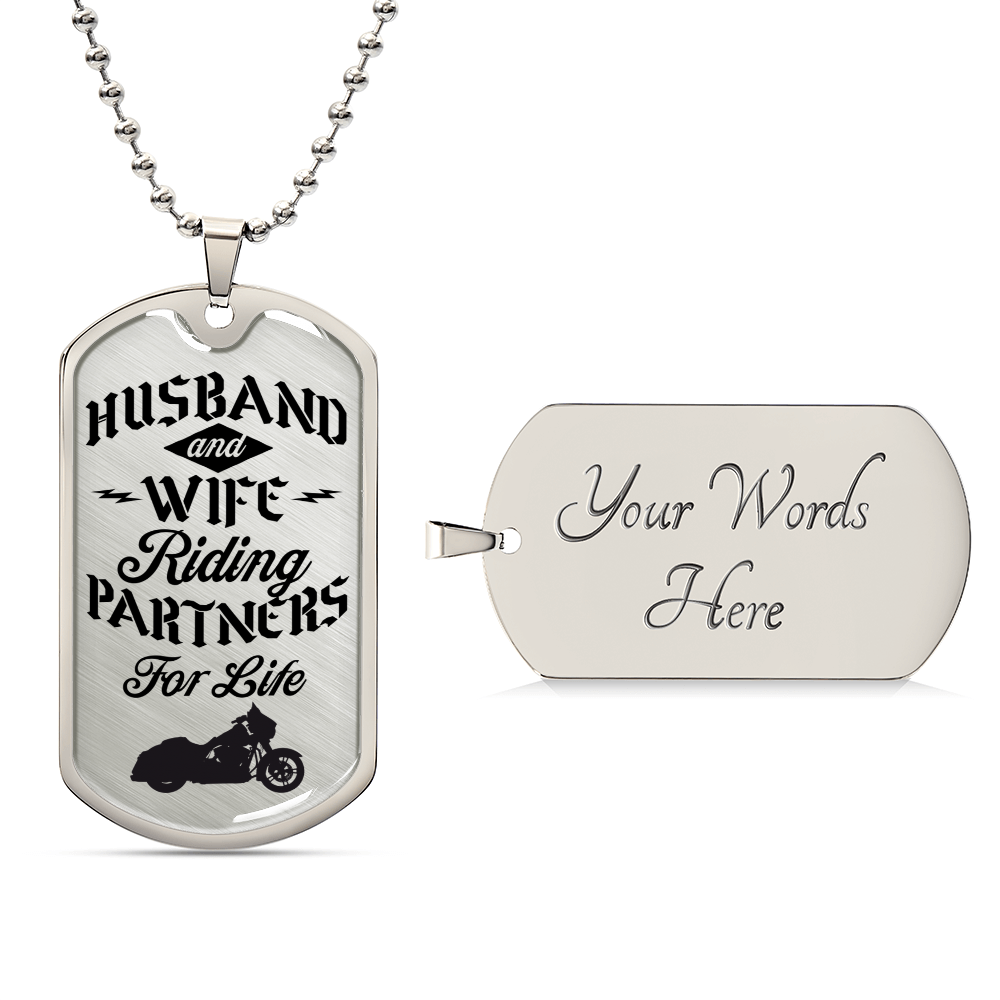 His And Her's Riding Partners For Life Dog Tags - Army Tag Necklace, Dog Tag Necklace