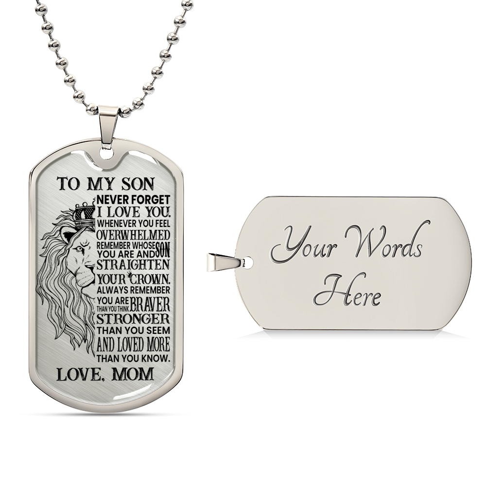 To My Son - Never Forget - Dog Tag Chain - Army Tag Necklace, Dog Tag Necklace