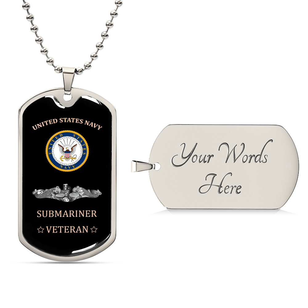 United States Navy Submariner - Veteran - Army Tag Necklace, Dog Tag Necklace