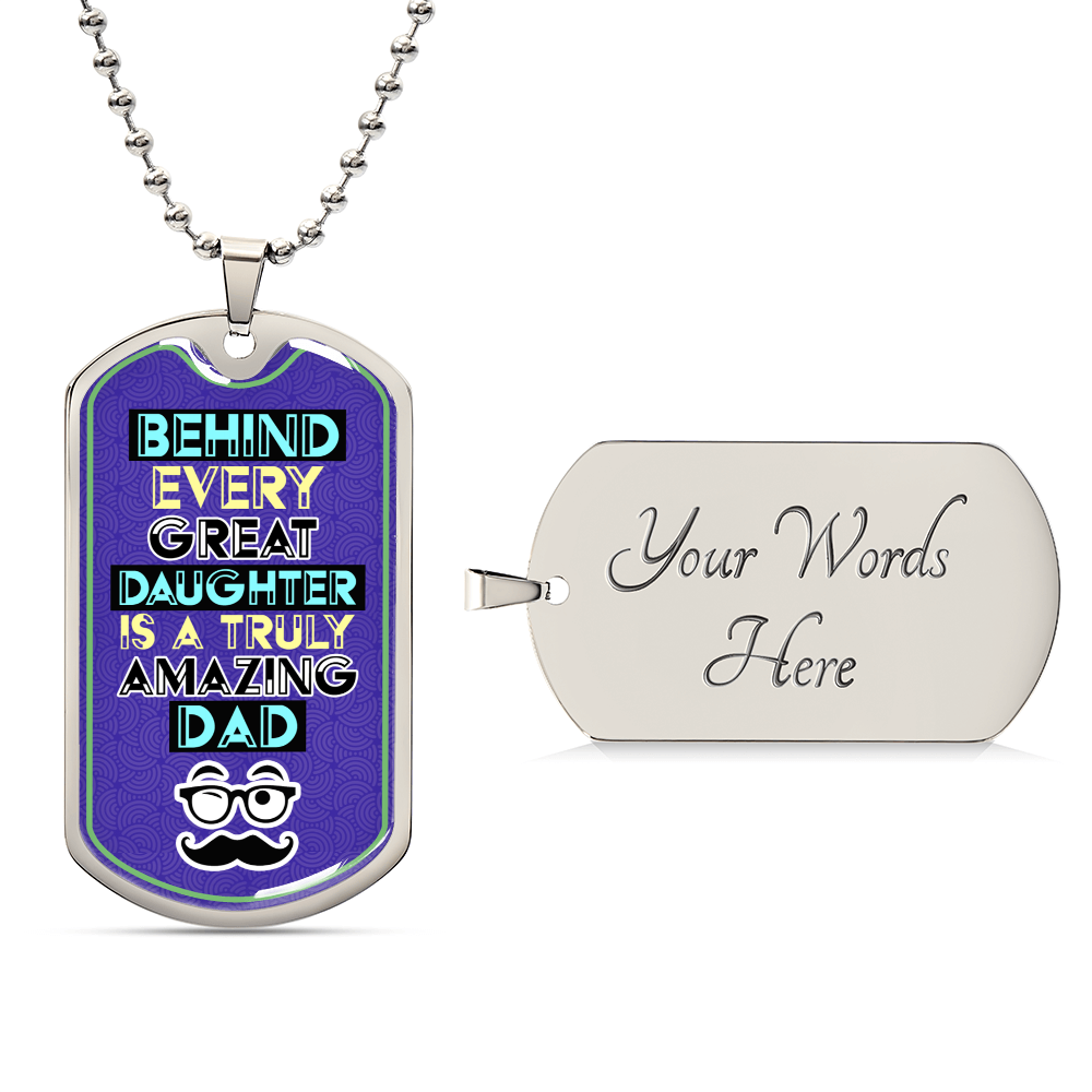 Amazing Dad Dog Dag Necklace, Luxury Dog Tag, Gift For Dad From Daughter - Army Tag Necklace, Dog Tag Necklace