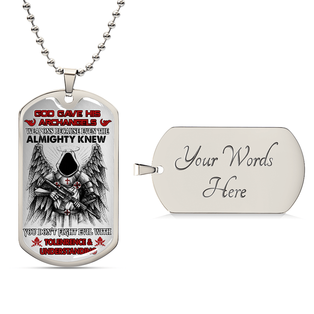 God Gave His Archangels - Luxury Military Necklace - Army Tag Necklace, Dog Tag Necklace