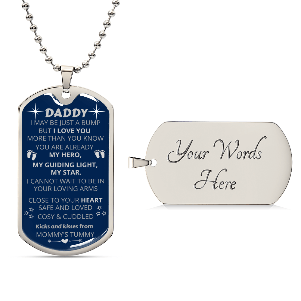 New Dad-To-Be Pendant - My Guiding Light, My Star - Army Tag Necklace, Dog Tag Necklace