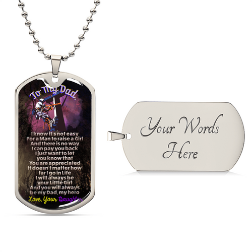 Lineman Dad - Premium Dog Tag From Daughter - Army Tag Necklace, Dog Tag Necklace