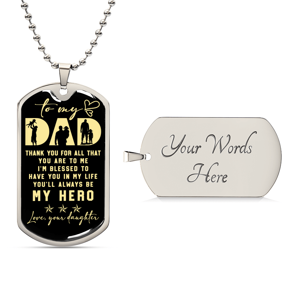 My Hero Wears Combat Boots - Luxury Dog Tag Gift For Dad Daddy Christmas Gift Daddy Necklace - Army Tag Necklace, Dog Tag Necklace