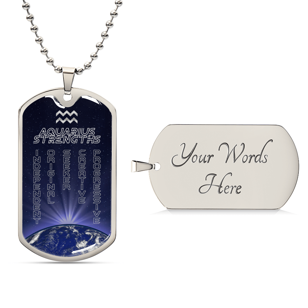 Aquarius Personalized Dog Tag Necklace - Army Tag Necklace, Dog Tag Necklace