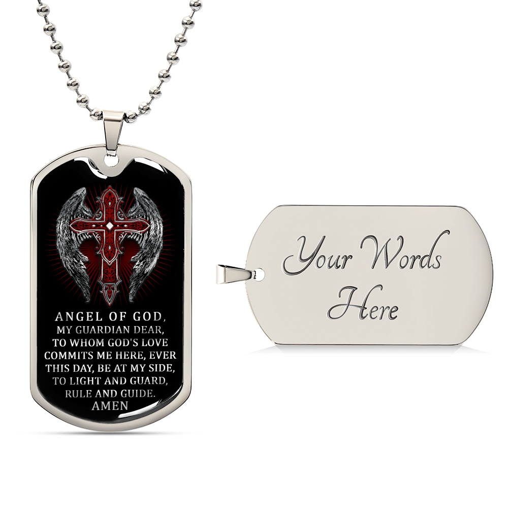 Angel Of God - My Guardian - Army Tag Necklace, Dog Tag Necklace