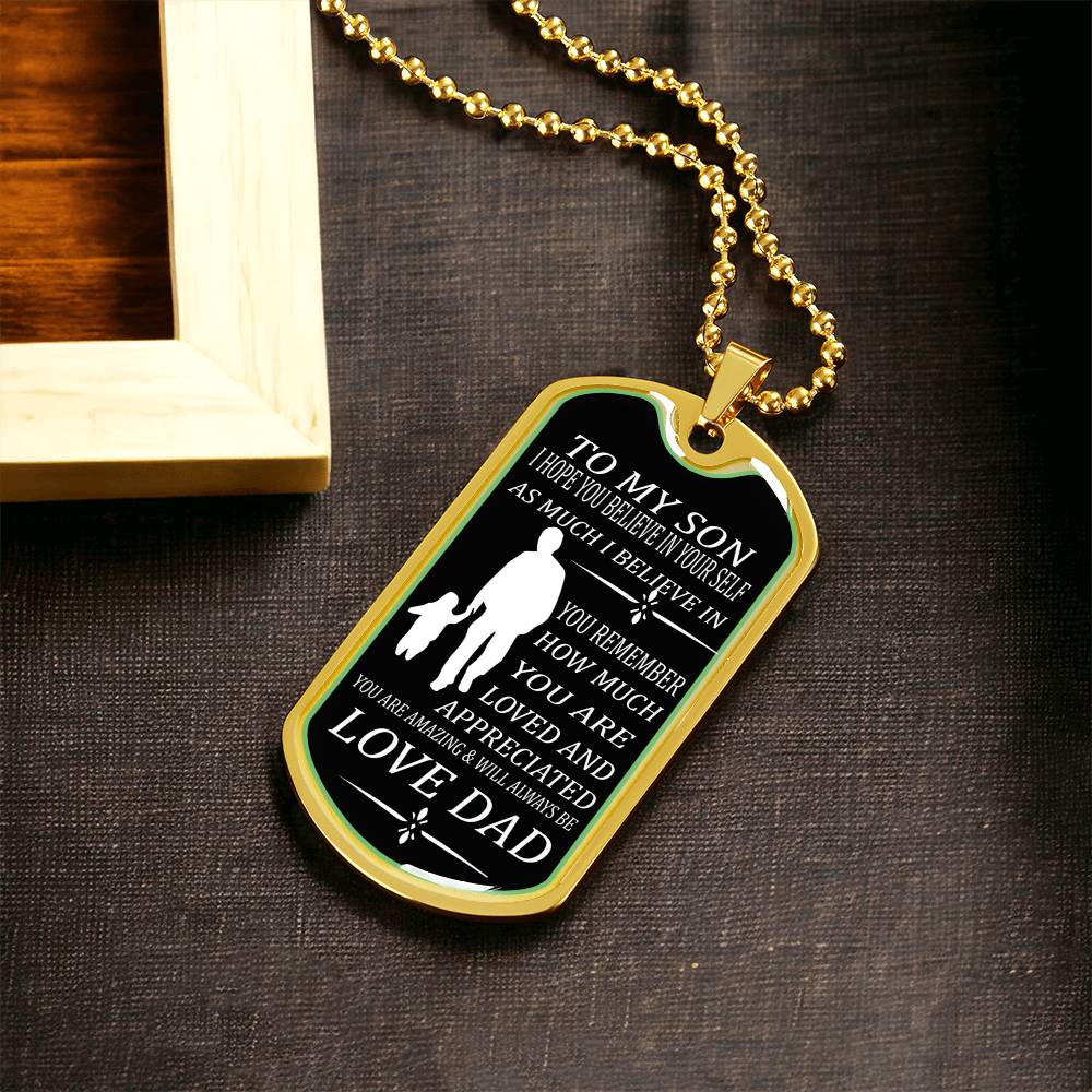 To My Son Pendant With Military Ball Chain Love For Dad - Army Tag Necklace, Dog Tag Necklace