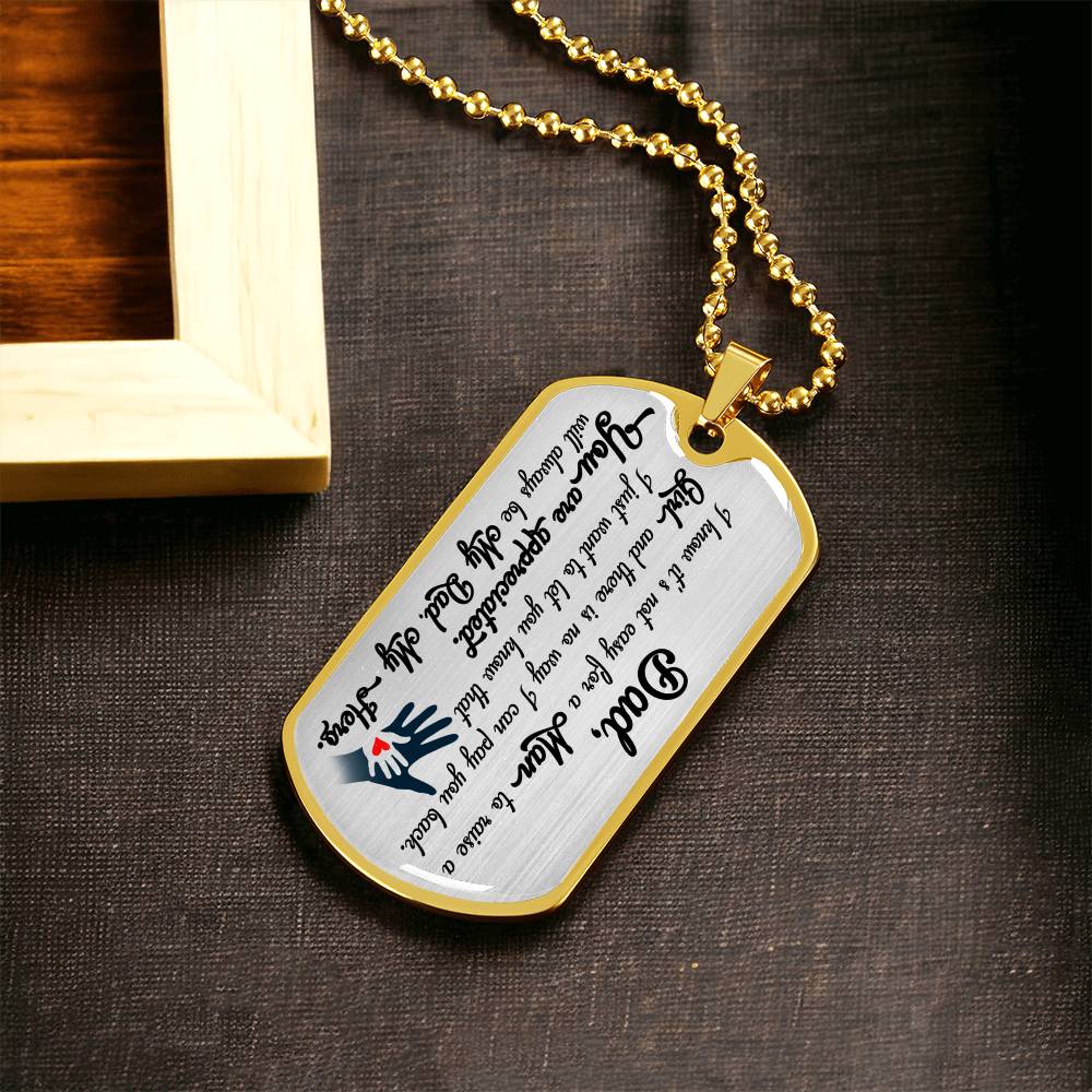 Dad Gift - Necklace For Dad - Fathers Day Gift - Gift From Daughter - Father Necklace - Dad Necklace - Gift For Daddy - Army Tag Necklace, Dog Tag Necklace