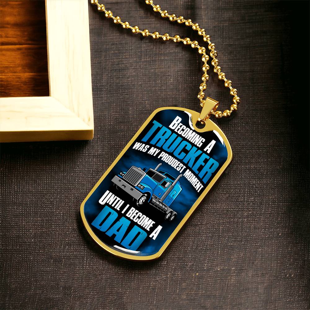 Rucker Dad Gifts Necklace, Drive Safe, Truckers Necklace, Drivers Gift, My Heart Belongs To A Trucker Necklace - Army Tag Necklace, Dog Tag Necklace