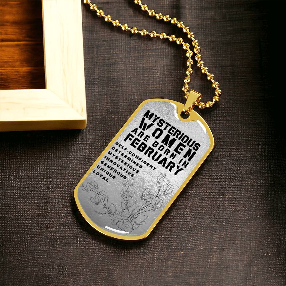 Mysterious Women Are Born In February Luxury Necklace With Dog Tag Silver - Army Tag Necklace, Dog Tag Necklace