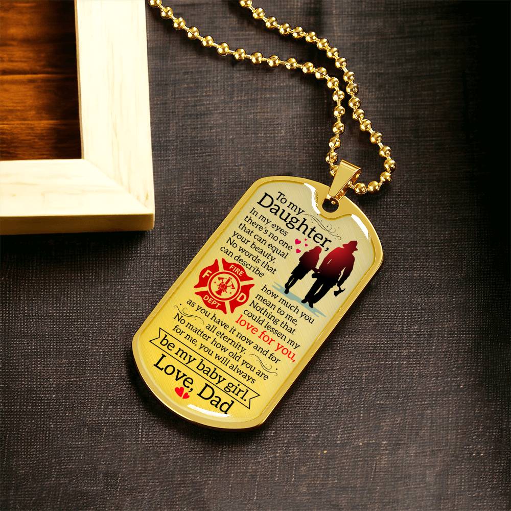 Firefighter's Daughter - Premium Dog Tag - Army Tag Necklace, Dog Tag Necklace