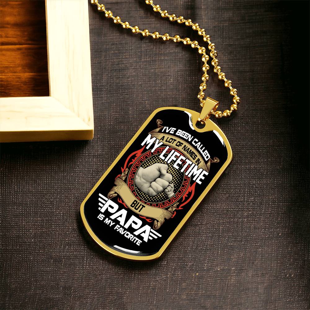 Papa Is My Favorite - Army Tag Necklace, Dog Tag Necklace