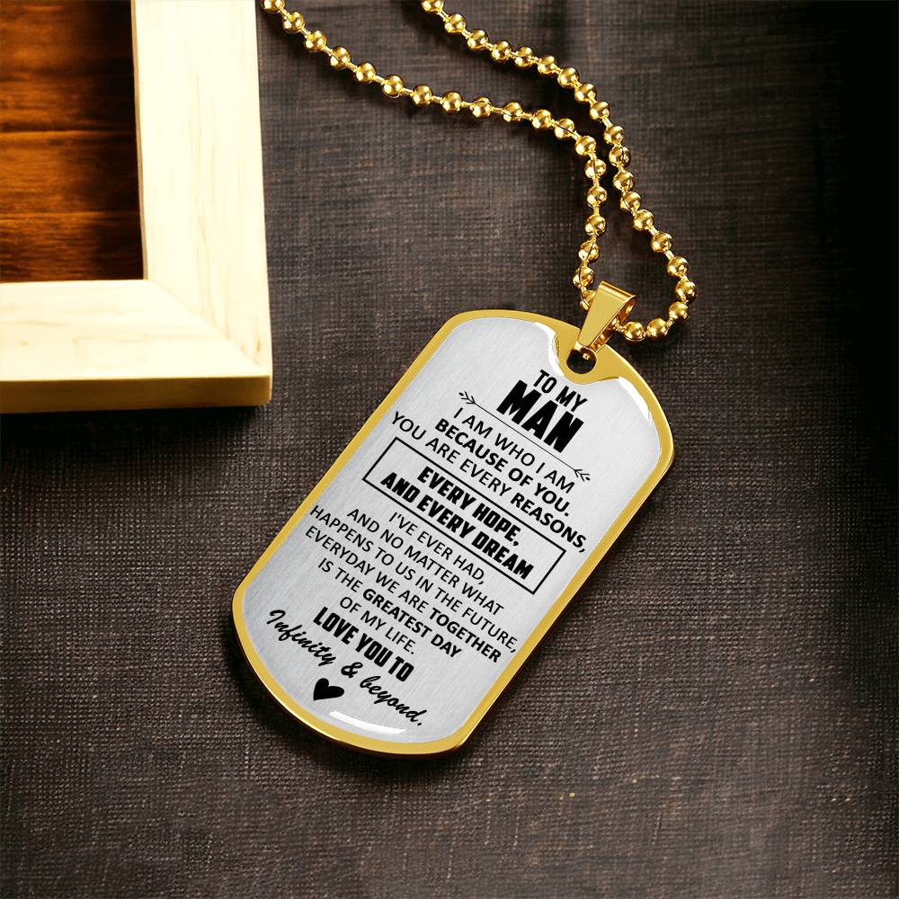 Gift For Your Man - Because Of You - Dog Tag - Army Tag Necklace, Dog Tag Necklace