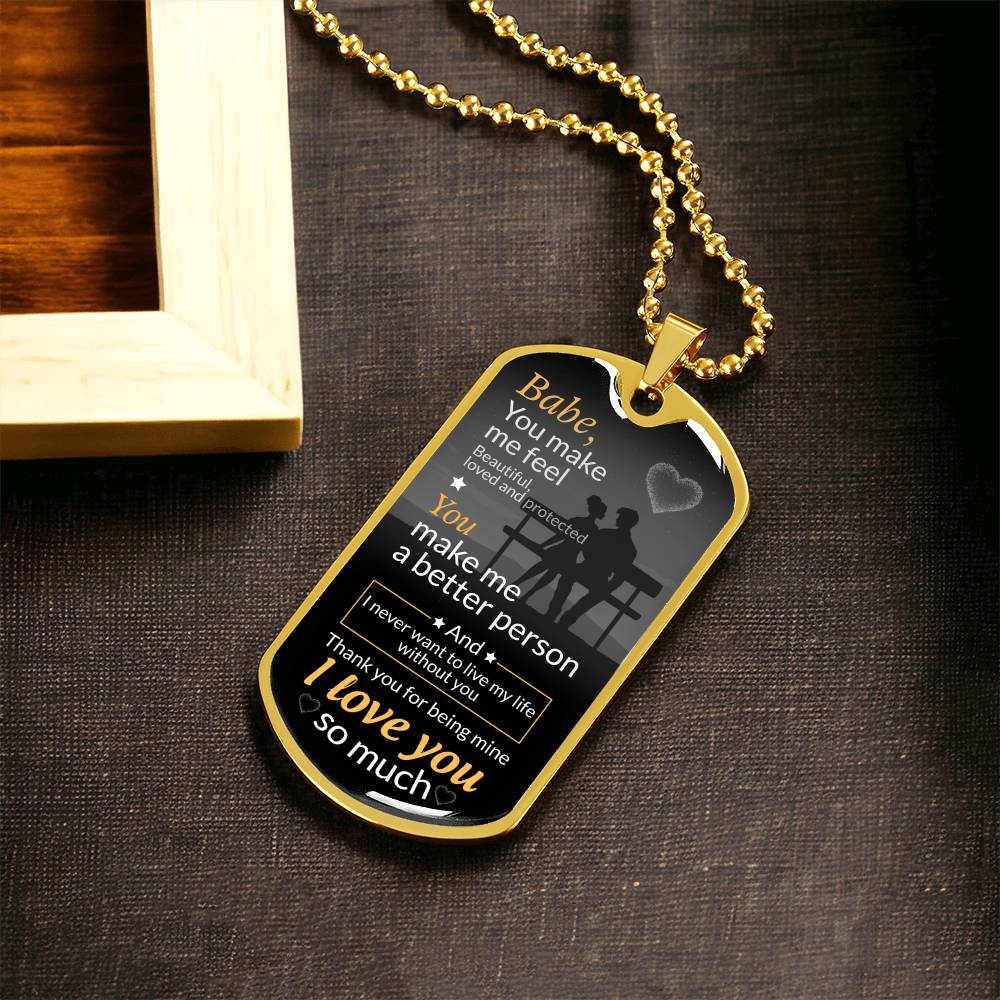 To My Girlfriend Necklace - Necklace For Girlfriend, Birthday Gift For Girlfriend, Girlfriend Gifts, Valentine Gift For Girlfriend - Army Tag Necklace, Dog Tag Necklace