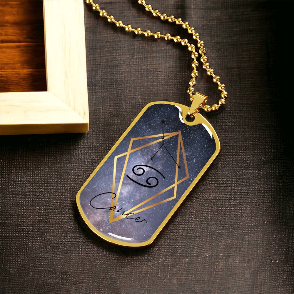 Cancer Galaxy Personalized Dog Tag Necklace - Army Tag Necklace, Dog Tag Necklace