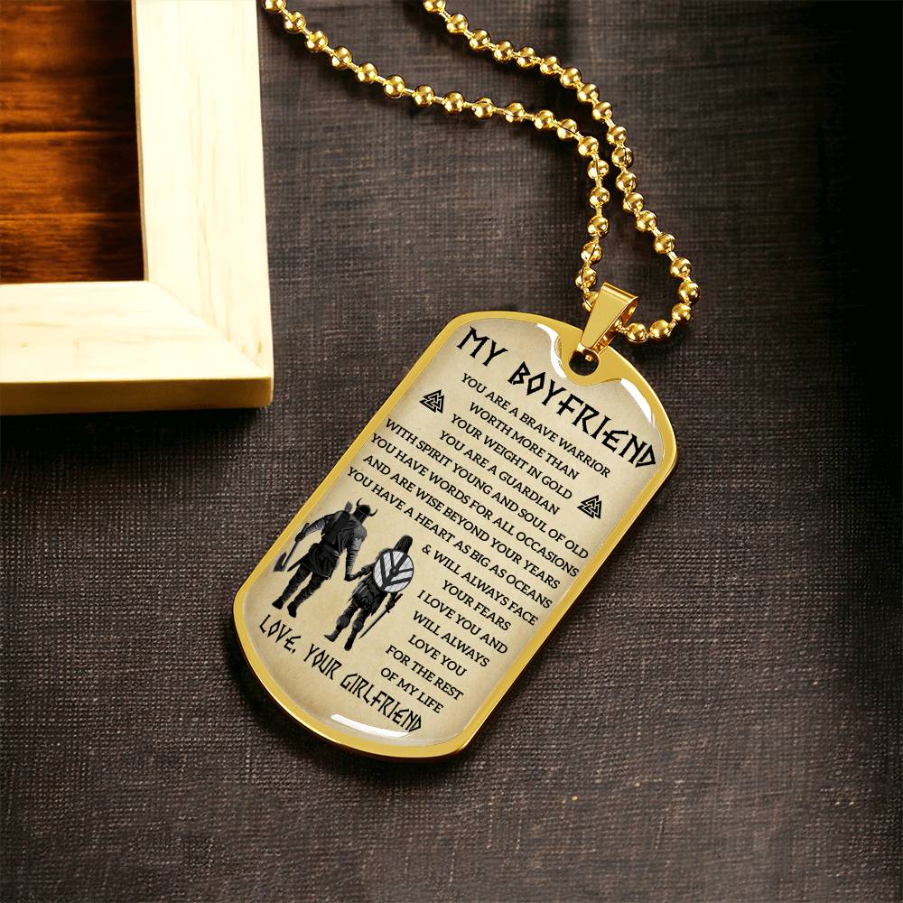 Viking Dogtag For Your Boyfriend - Army Tag Necklace, Dog Tag Necklace