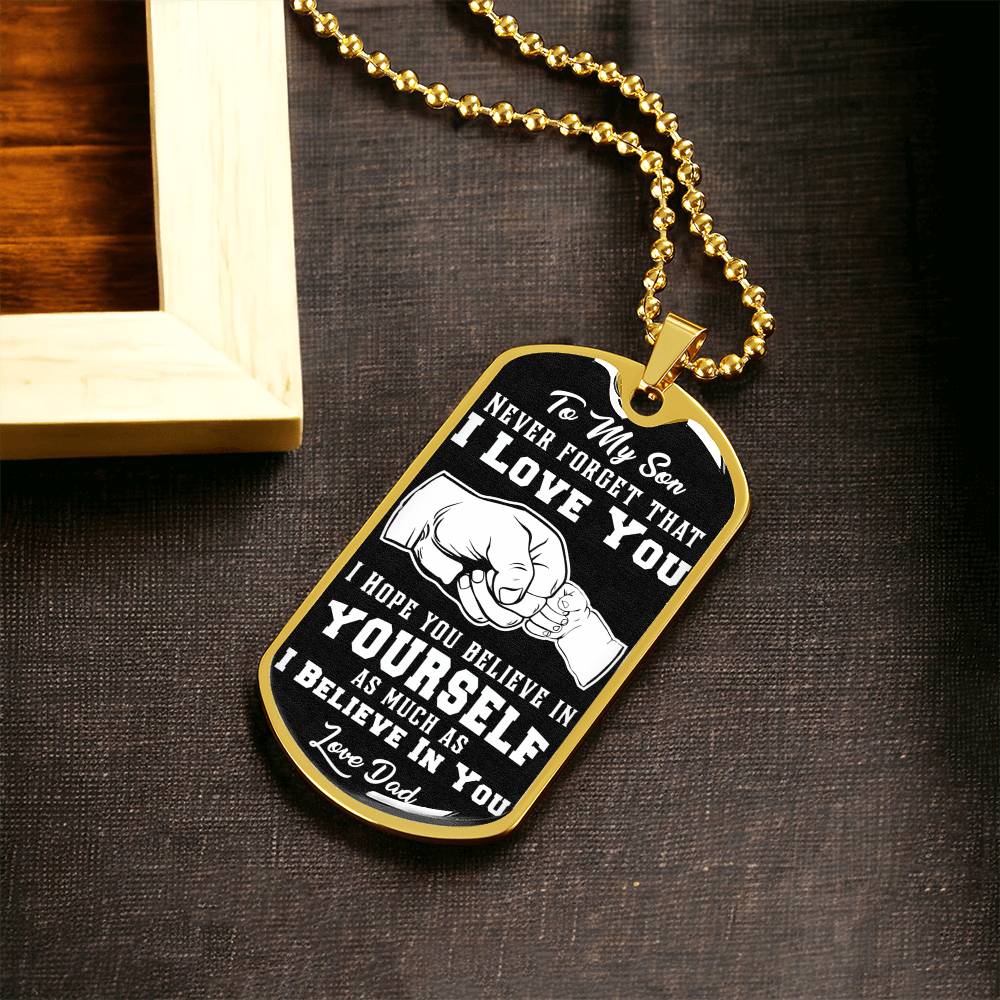 To My Son Necklace, Gift From Mom, Love Message From Mother To Son, Birthday Military Graduation Christmas Son Necklace Gift - Army Tag Necklace, Dog Tag Necklace
