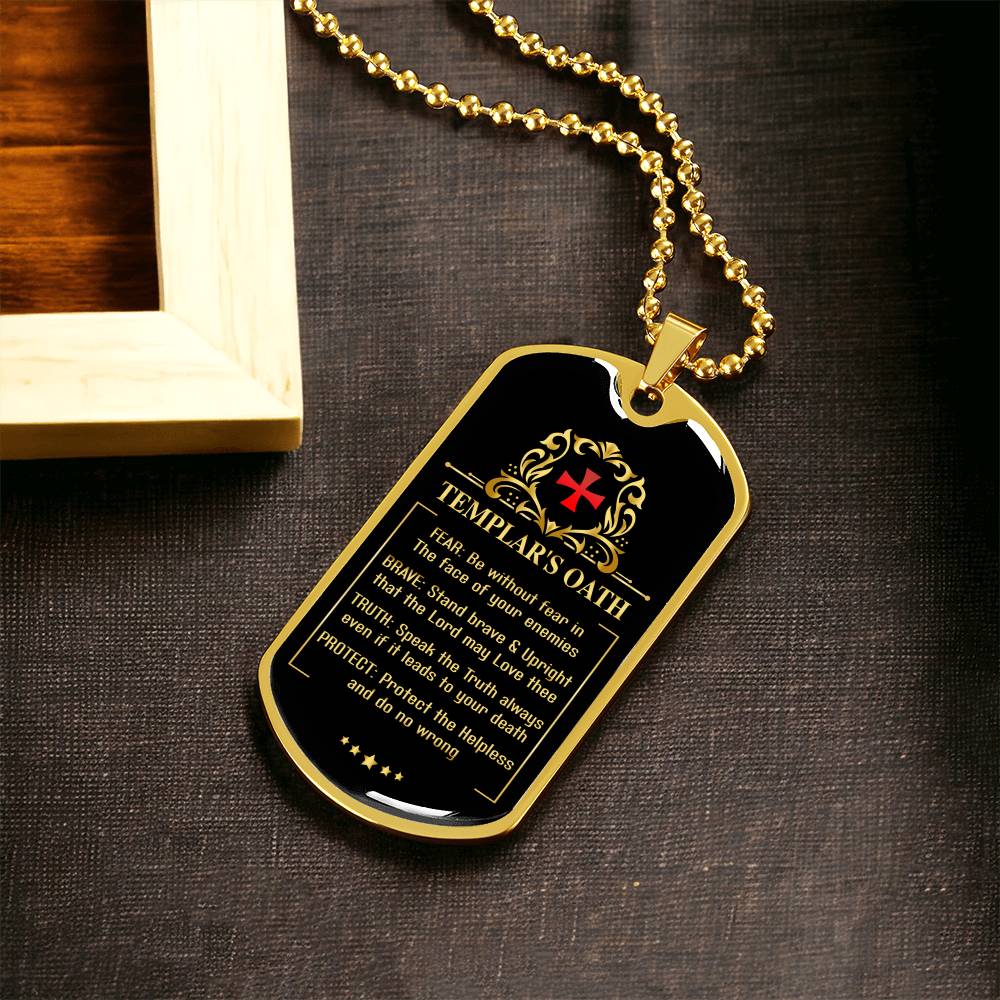 Knight Templar's Oath - Warrior Of Christ - Personalized Luxury Dog Tag - Army Tag Necklace, Dog Tag Necklace