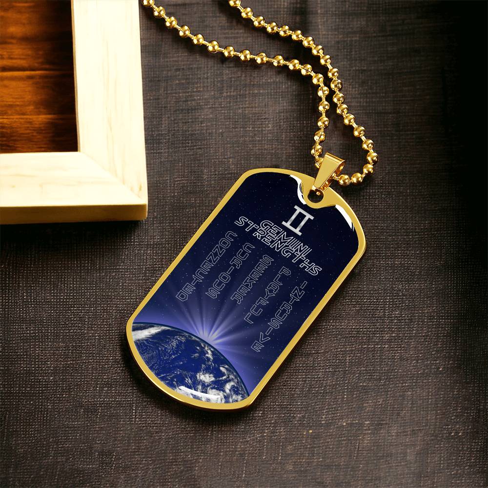 Gemini Ball Chain Dog Tag Necklace - Army Tag Necklace, Dog Tag Necklace