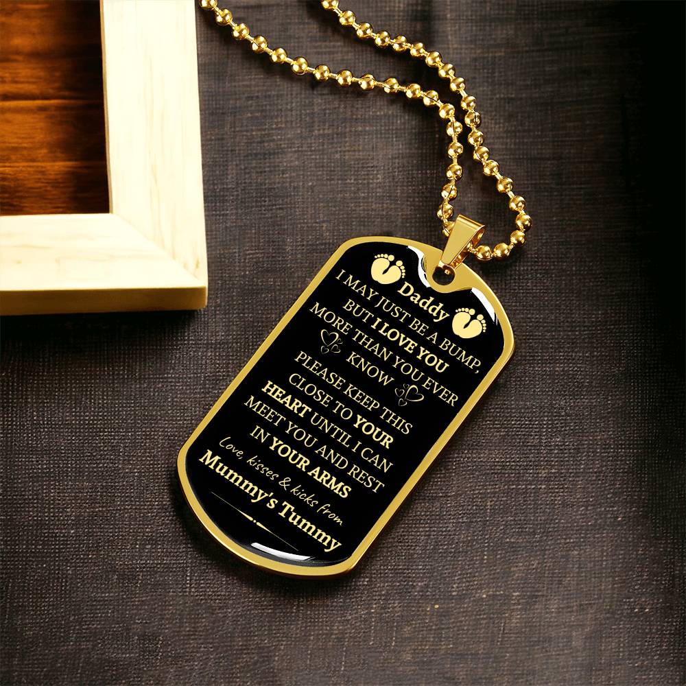 Daddy-I Love You-From Mummy's Tummy-Dog Tag Necklace - Army Tag Necklace, Dog Tag Necklace