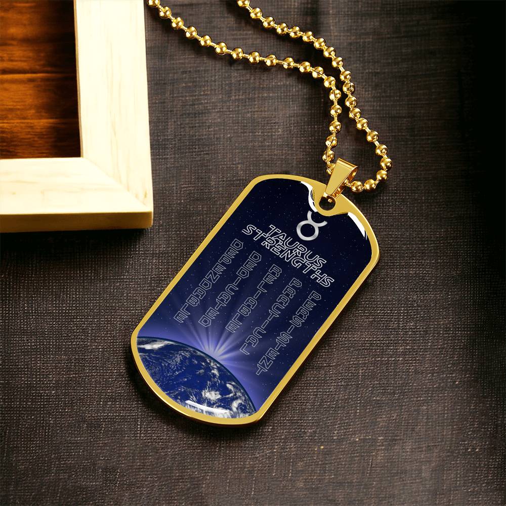 Taurus Ball Chain Dog Tag Necklace - Army Tag Necklace, Dog Tag Necklace