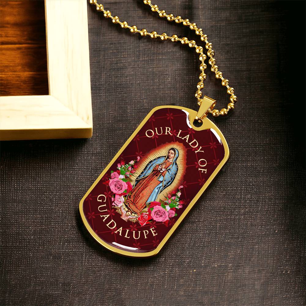 Our Lady Of Guadalupe Luxury Dog Tag Necklace - Army Tag Necklace, Dog Tag Necklace