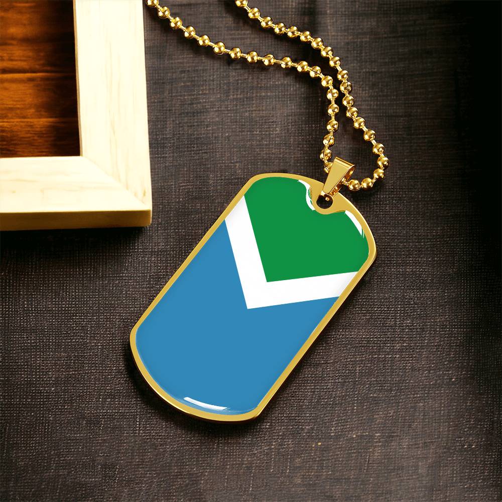 Vegan Flag Dog Tag With Military Ball Chain Necklace - Army Tag Necklace, Dog Tag Necklace