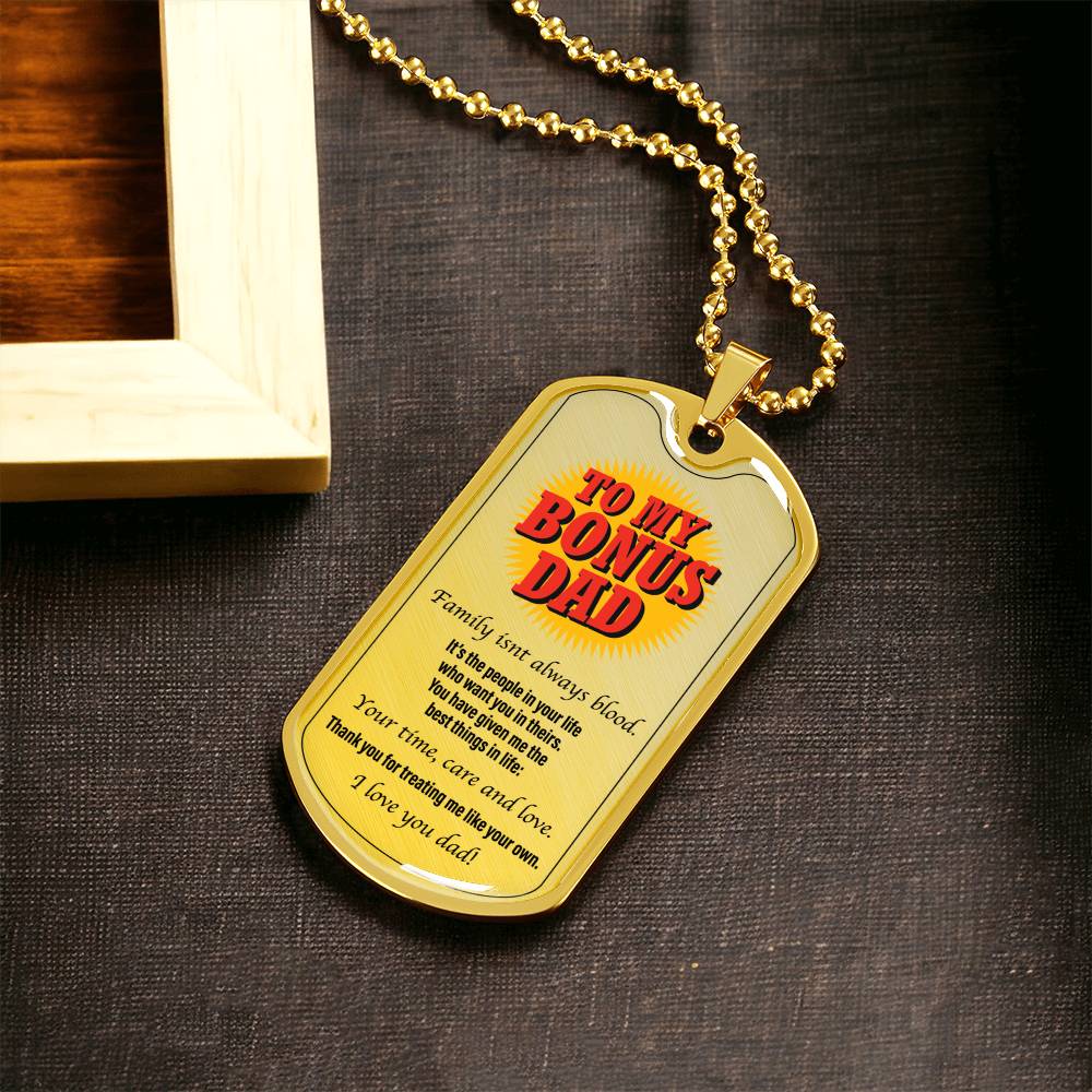 To My Bonus Dad - Lovetag - Army Tag Necklace, Dog Tag Necklace
