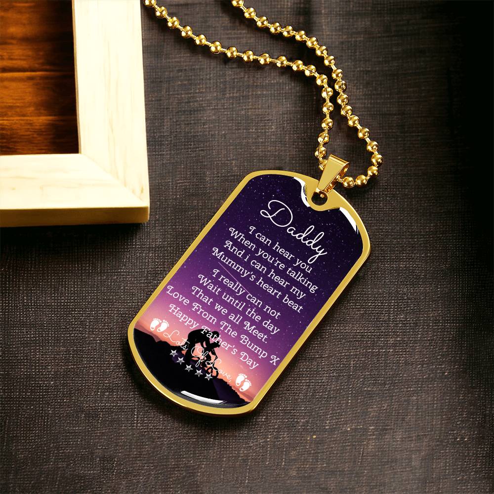 Daddy Happy First Father's Day - Army Tag Necklace, Dog Tag Necklace