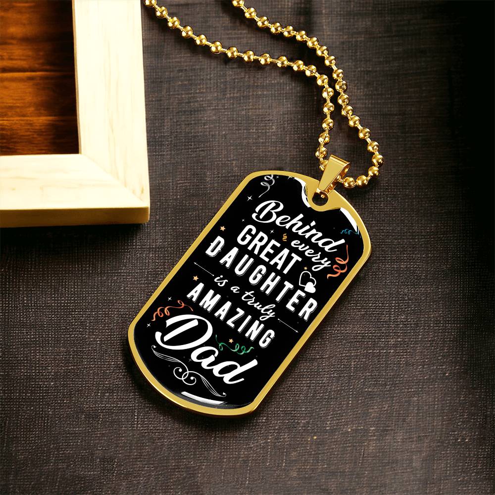 Father Daughter Gift - Father's Day Gift - Birthday Gift For Dad - Gift From Daughter - Father Gift - Gift For Him - Army Tag Necklace, Dog Tag Necklace