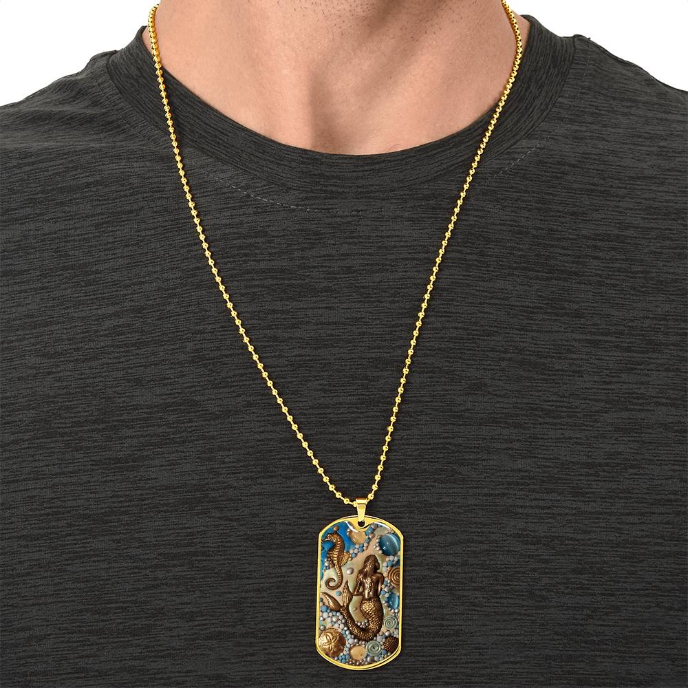 Mermaid Mythology Pendant Bangle - Army Tag Necklace, Dog Tag Necklace