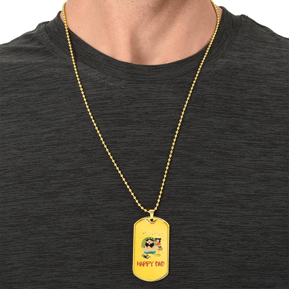 Happy Dad - Army Tag Necklace, Dog Tag Necklace