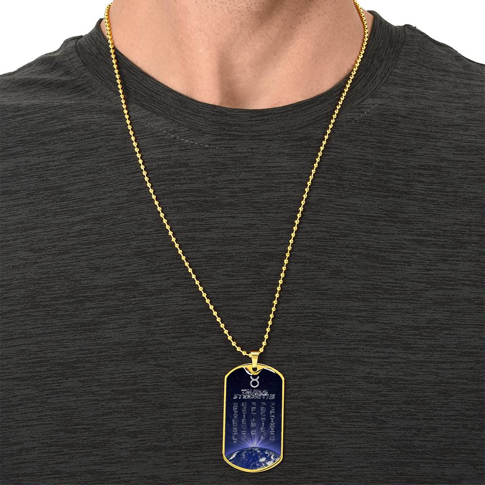Taurus Ball Chain Dog Tag Necklace - Army Tag Necklace, Dog Tag Necklace