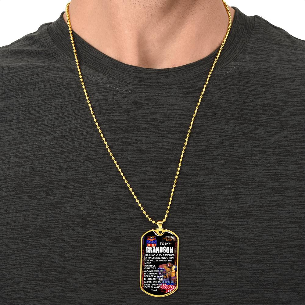 To My Grandson - Army Tag Necklace, Dog Tag Necklace