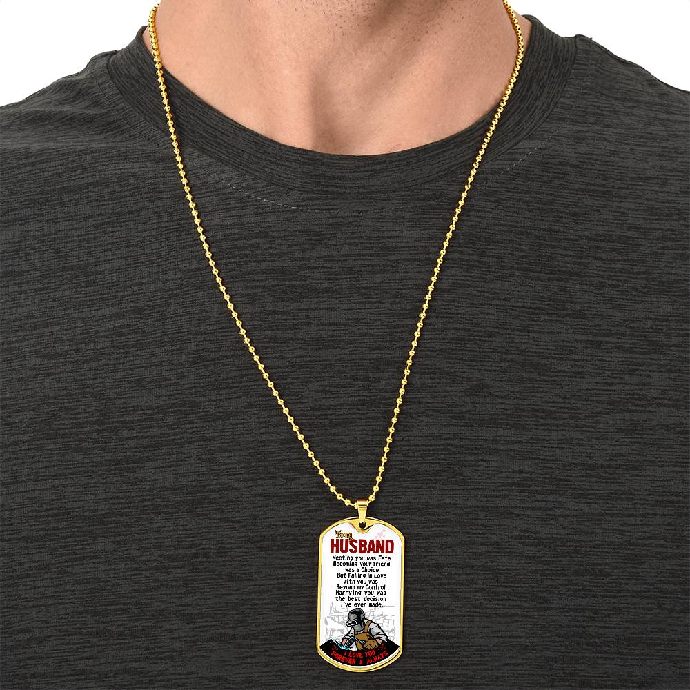 Welder Profession - Welder Husband - Welder Husband Gift From Wife - Welder's Wife - Welding Jobs - Welding Husband Birthday Gift - Army Tag Necklace, Dog Tag Necklace