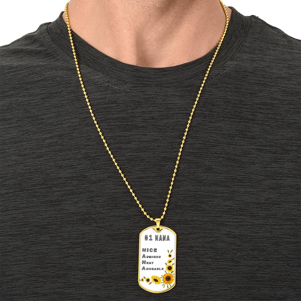 #1 Nana Personalized Dogtag Necklace White Mothers Day Gift - Army Tag Necklace, Dog Tag Necklace