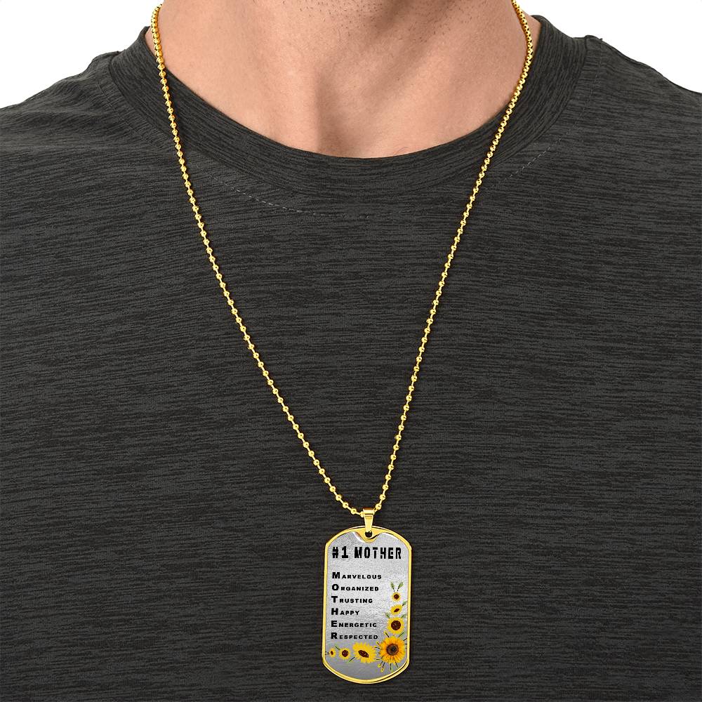 #1 Mother Personalized Dogtag Necklace Silver Mothers Day Gift - Army Tag Necklace, Dog Tag Necklace