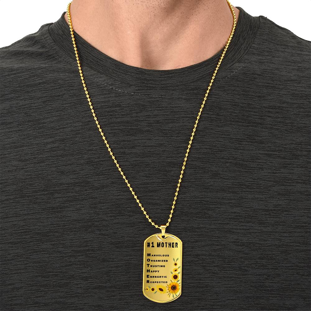 #1 Mother Personalized Dogtag Necklace Gold Mothers Day Gift - Army Tag Necklace, Dog Tag Necklace