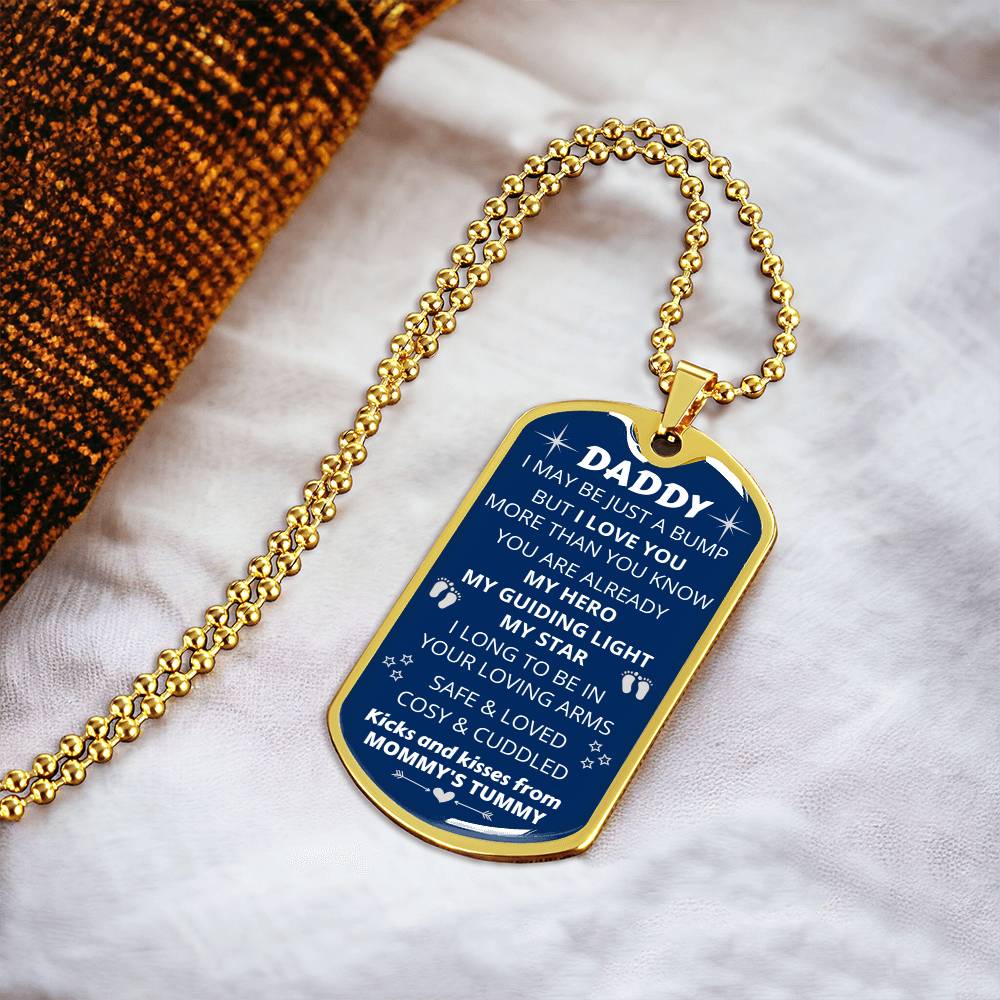 New Dad-To-Be 'My Guiding Light, My Star' - Men's Pendant - Army Tag Necklace, Dog Tag Necklace