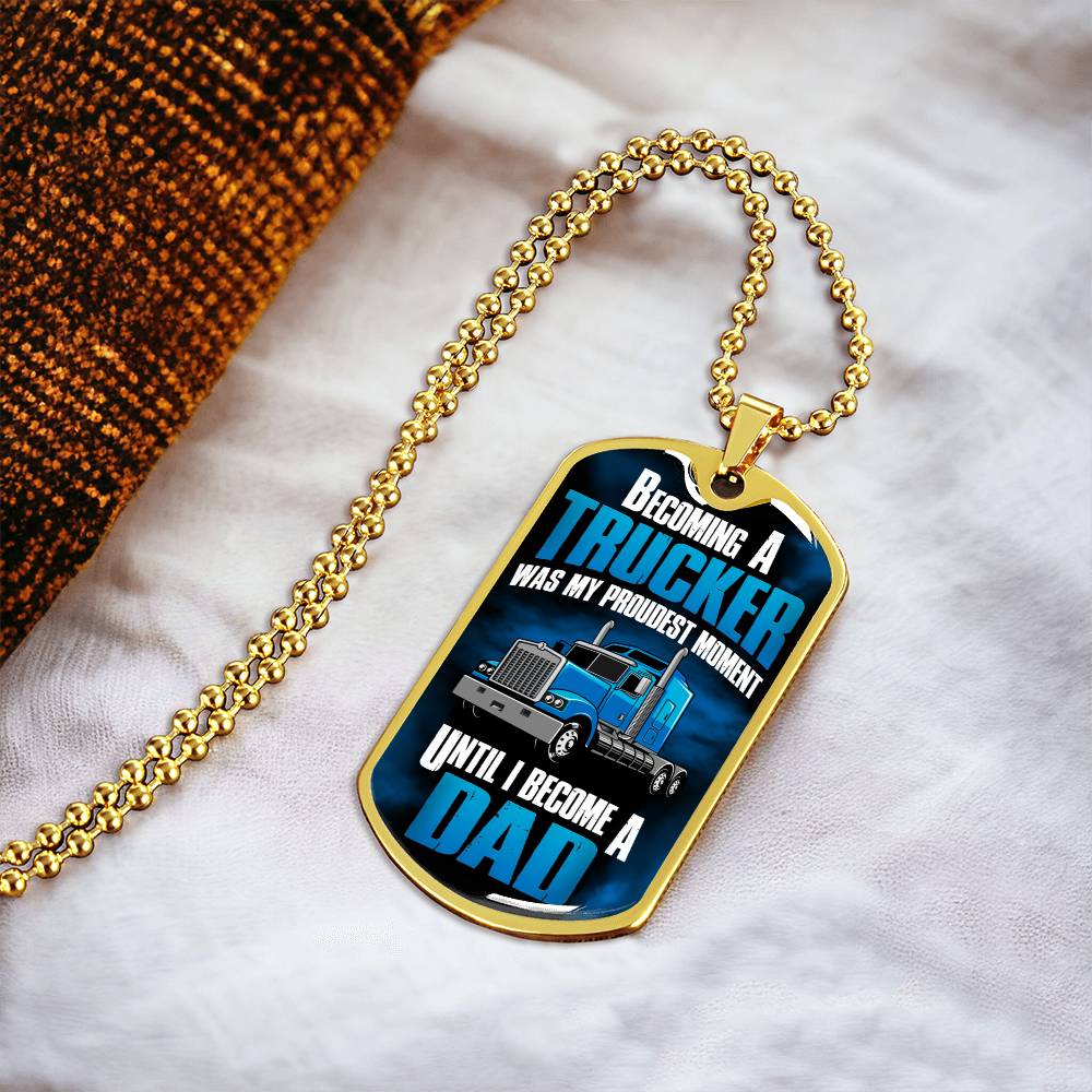 Rucker Dad Gifts Necklace, Drive Safe, Truckers Necklace, Drivers Gift, My Heart Belongs To A Trucker Necklace - Army Tag Necklace, Dog Tag Necklace