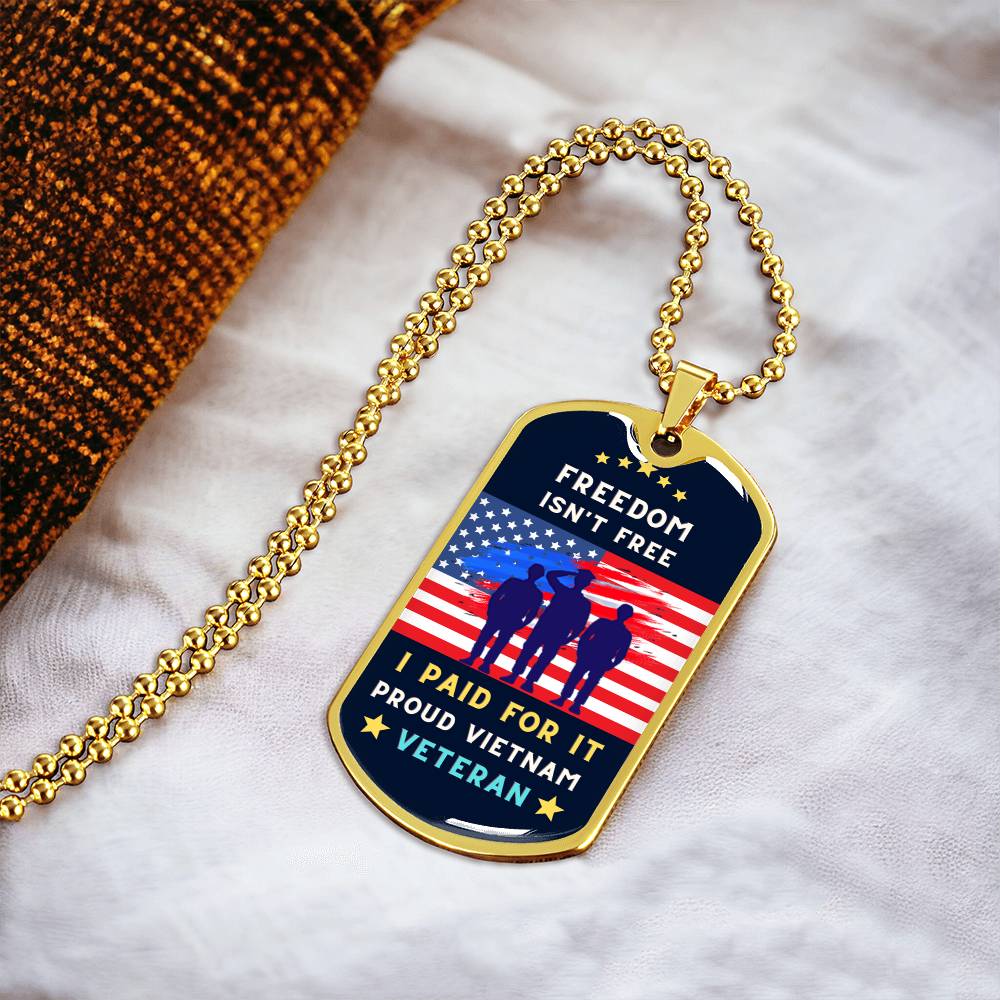Proud Vietnam Veteran - Army Tag Necklace, Dog Tag Necklace
