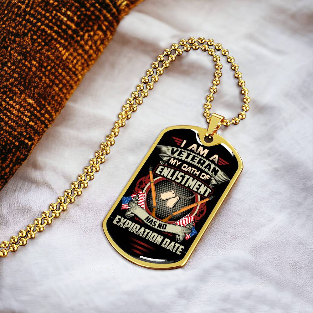 I Am A Veteran Premium Military Ball Chain Pendant - Dog Tag - Army Tag Necklace, Dog Tag Necklace