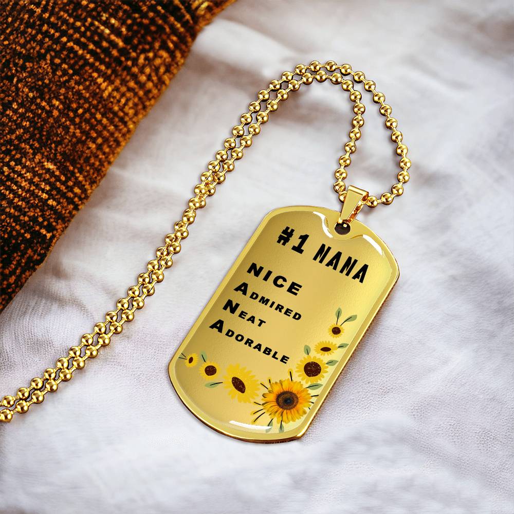 #1 Nana Personalized Dogtag Necklace Gold Mothers Day Gift - Army Tag Necklace, Dog Tag Necklace