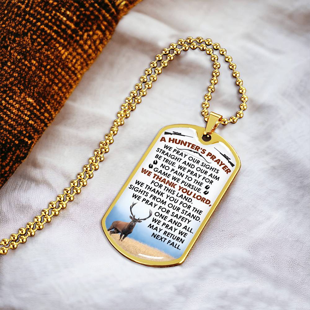 A Hunter's Prayer Engraved Dog Tag With Optional Personalization - Army Tag Necklace, Dog Tag Necklace