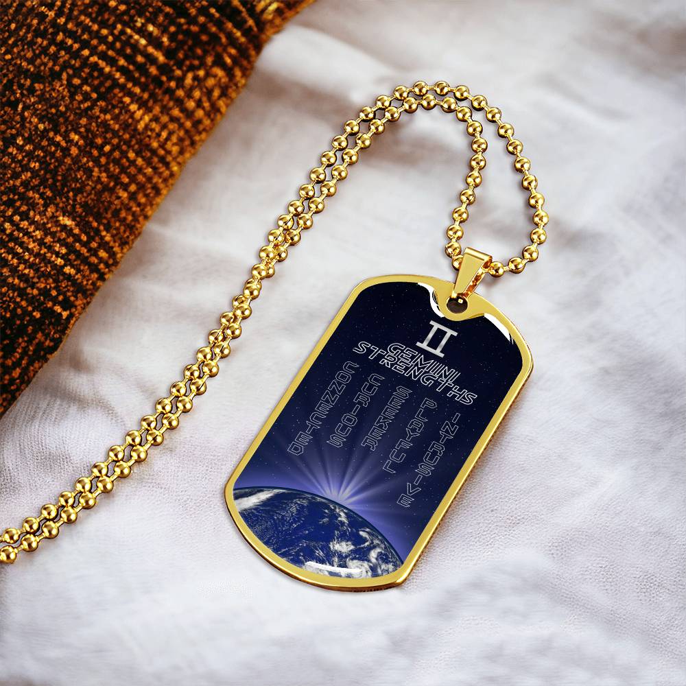 Gemini Ball Chain Dog Tag Necklace - Army Tag Necklace, Dog Tag Necklace