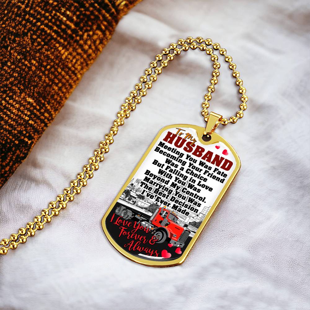 Truckers Necklace, Truck Driver Gift - Gift For Husband, Boyfriend, My Man, Husband Necklace - Father's Day Gift - Army Tag Necklace, Dog Tag Necklace
